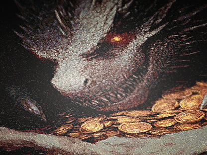 Fantasy Dragon Blanket Gold Hoard Large Tapestry Throw, TOG LOTR Gothic Medieval Decor, Bedding Bookish Nook Art Dark Academia Gift