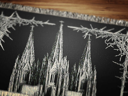 Gothic Cathedral Woven Blanket, Large Wall Tapestry, Wall Decor Over The Bed, Gift for Her, Bedspread Throw Blanket for Cozy Nights