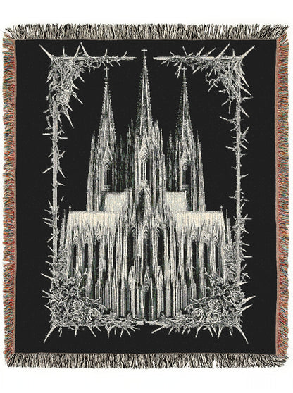 Gothic Cathedral Woven Blanket, Large Wall Tapestry, Wall Decor Over The Bed, Gift for Her, Bedspread Throw Blanket for Cozy Nights