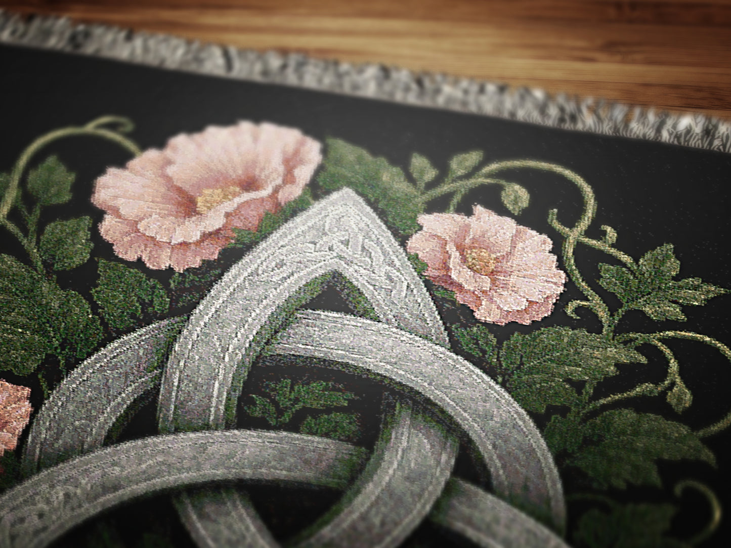 Celtic Triquetra Large Wall Tapestry, Woven Throw Blanket, Witchcore Wall Decor Over The Bed, Gift for Her, Wiccan Altar Cloth Gift