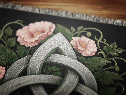 Celtic Triquetra Large Wall Tapestry, Woven Throw Blanket, Witchcore Wall Decor Over The Bed, Gift for Her, Wiccan Altar Cloth Gift