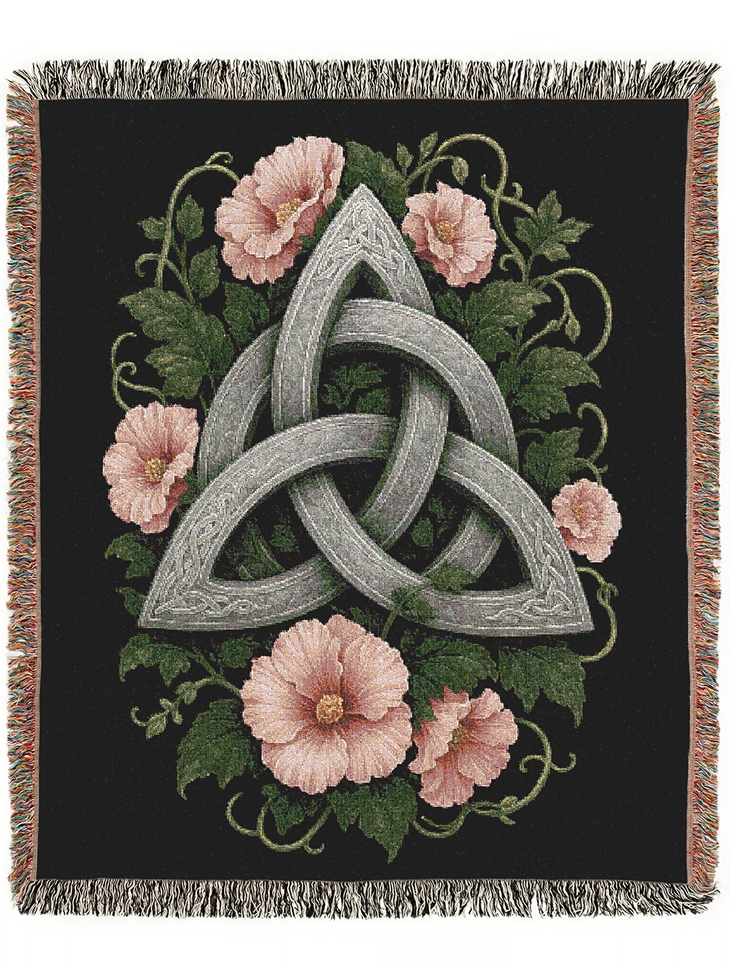 Celtic Triquetra Large Wall Tapestry, Woven Throw Blanket, Witchcore Wall Decor Over The Bed, Gift for Her, Wiccan Altar Cloth Gift