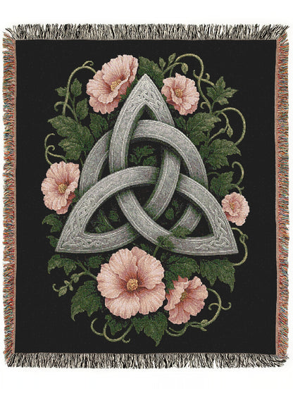 Celtic Triquetra Large Wall Tapestry, Woven Throw Blanket, Witchcore Wall Decor Over The Bed, Gift for Her, Wiccan Altar Cloth Gift