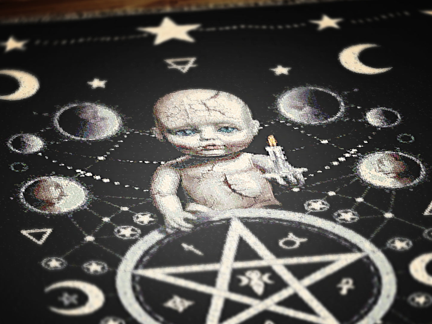 Pagan Satanic Gothic Baby Doll Large Tapestry Blanket, Woven Wall Art, Whimsigoth Pastel Goth Decor, Gift for Macabre Occult Lovers