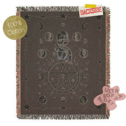 Pagan Satanic Gothic Baby Doll Large Tapestry Blanket, Woven Wall Art, Whimsigoth Pastel Goth Decor, Gift for Macabre Occult Lovers