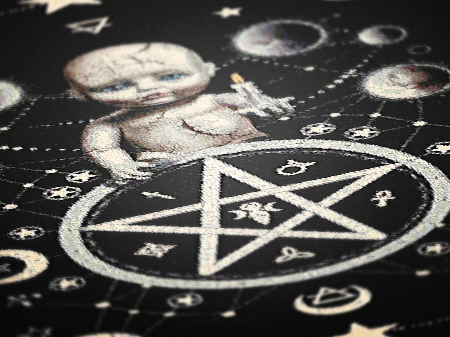 Pagan Satanic Gothic Baby Doll Large Tapestry Blanket, Woven Wall Art, Whimsigoth Pastel Goth Decor, Gift for Macabre Occult Lovers