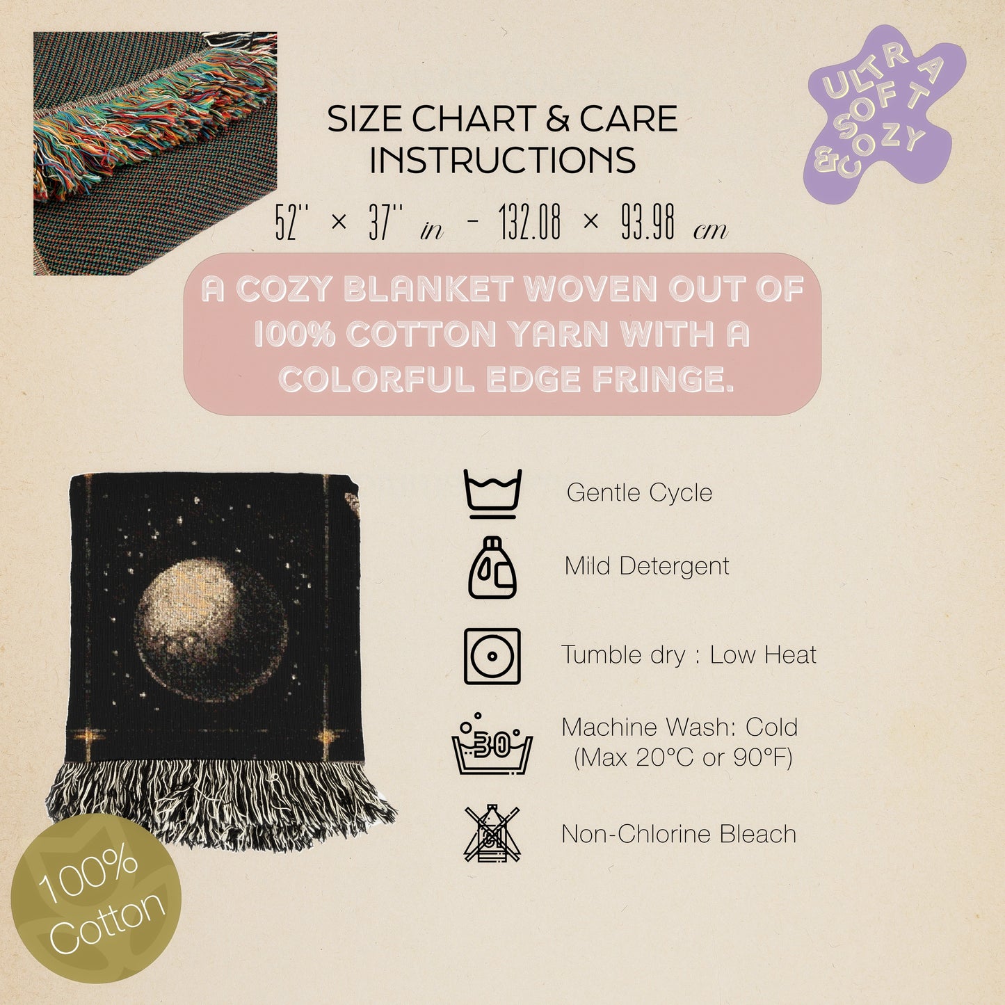 Celestial Sun And Moon Woven Blanket, Boho Whimsical Large Tapestry Throw, Mystical Whimsigoth Checkerboard Throw, Astrology Home Decor Gift