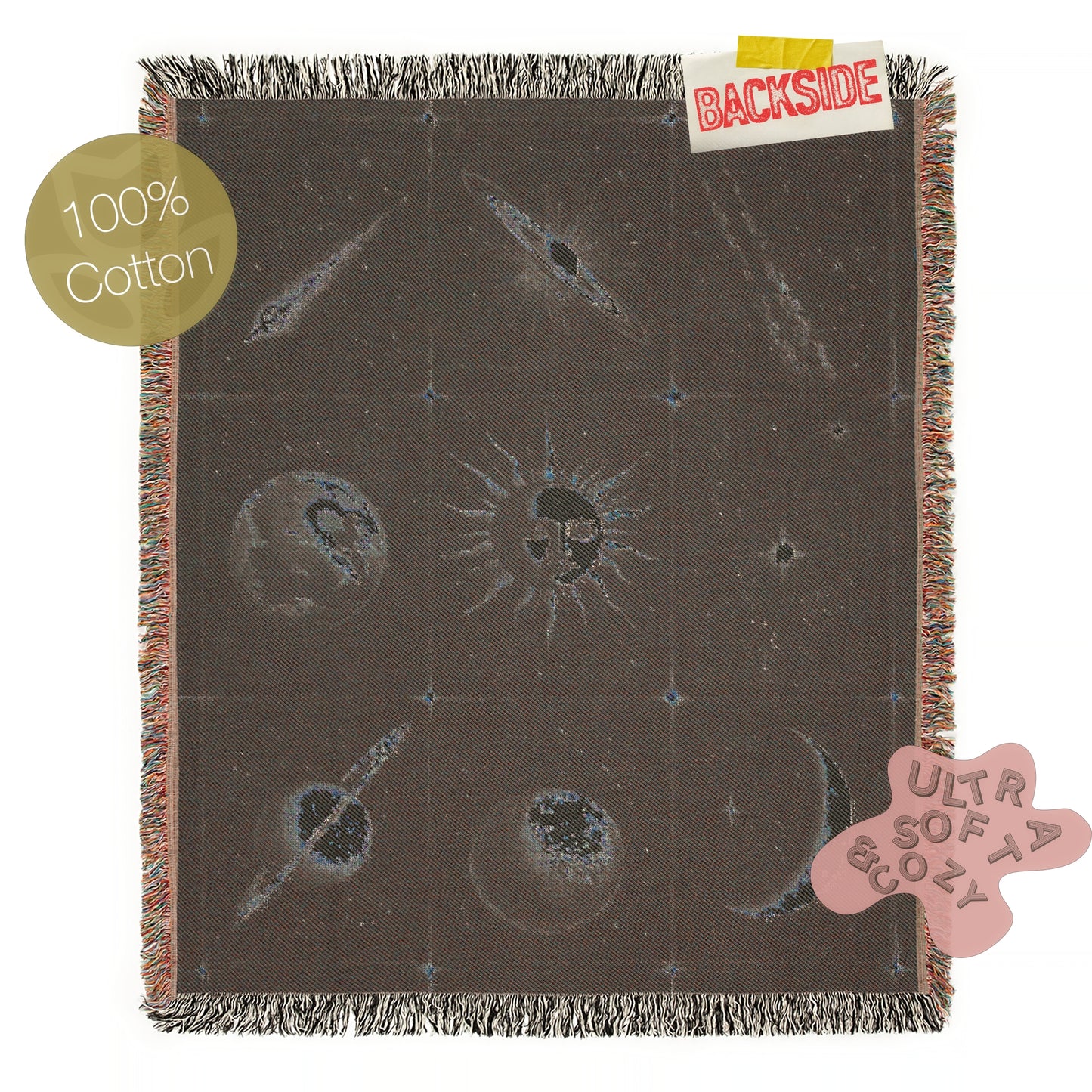 Celestial Sun And Moon Woven Blanket, Boho Whimsical Large Tapestry Throw, Mystical Whimsigoth Checkerboard Throw, Astrology Home Decor Gift