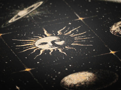 Celestial Sun And Moon Woven Blanket, Boho Whimsical Large Tapestry Throw, Mystical Whimsigoth Checkerboard Throw, Astrology Home Decor Gift