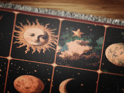 Celestial Astronomy Woven Blanket, Boho Whimsical Planets Tapestry Throw, Mystical Whimsigoth Throw, Cozy Bohemian Home Decor Gift