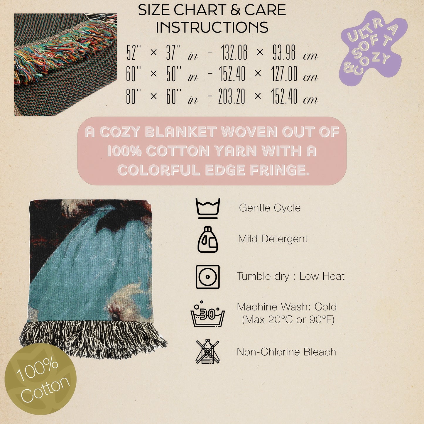 Creepy Girl and her Ugly Dog Jacquard Woven Tapestry, Kitsch Victorian Goth Wall Hanging, Surreal Weird Dog Owner Gift, Cute Winter Blanket