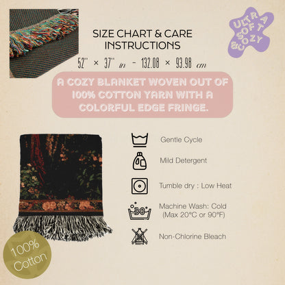 Persephone And The Pomegrante Woven Throw Blanket, Greek Mythology Goddes of the Underworld, Large Wall Tapestry, Witchcore Whimsigoth Decor