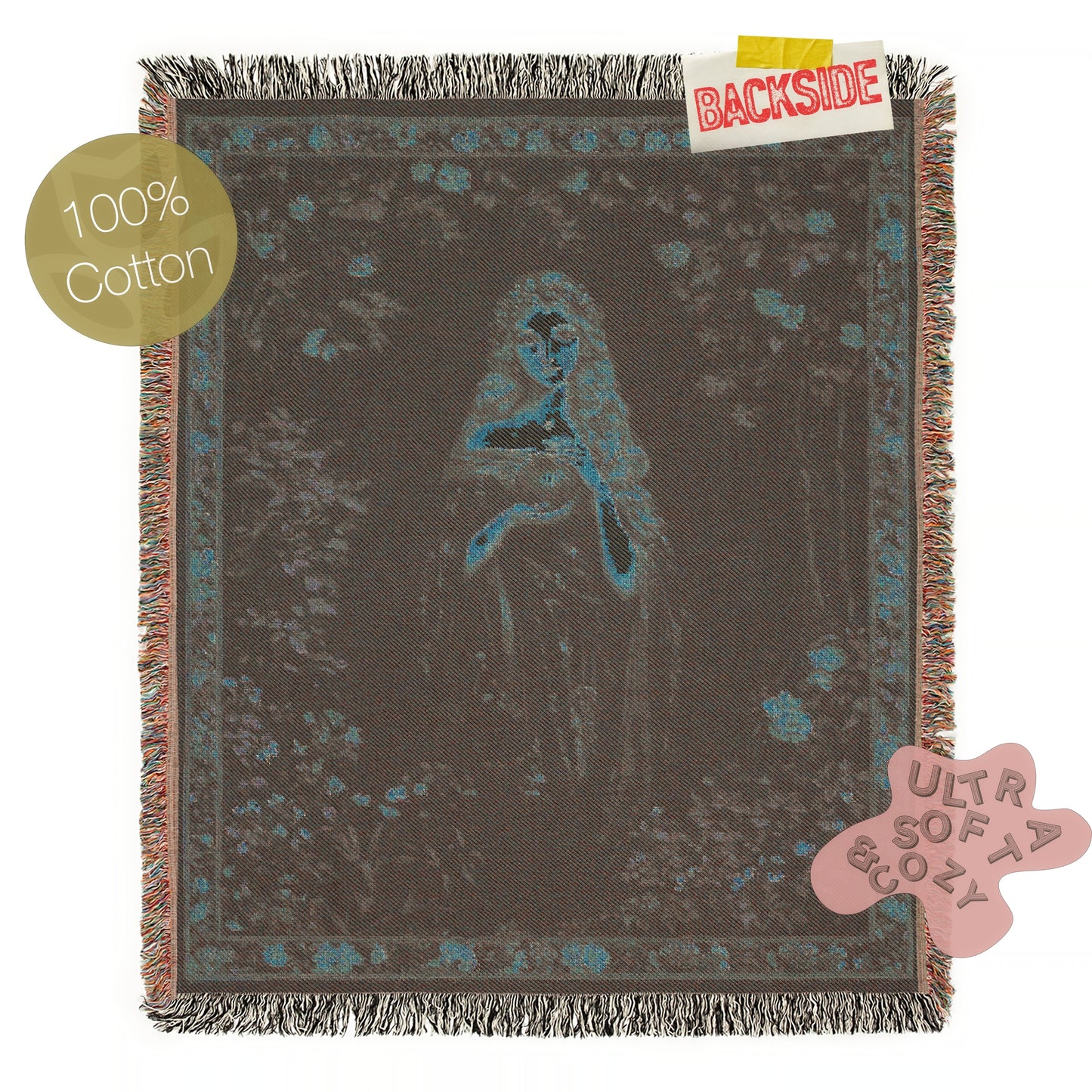 Persephone And The Pomegrante Woven Throw Blanket, Greek Mythology Goddes of the Underworld, Large Wall Tapestry, Witchcore Whimsigoth Decor