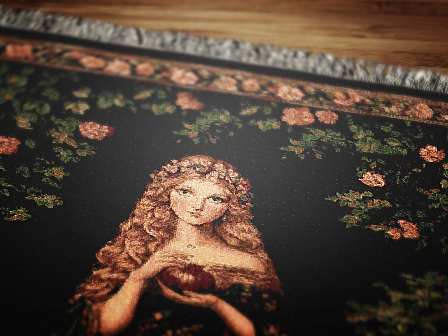 Persephone And The Pomegrante Woven Throw Blanket, Greek Mythology Goddes of the Underworld, Large Wall Tapestry, Witchcore Whimsigoth Decor
