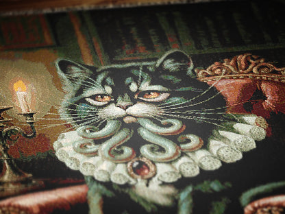 Funny Cat Cathulhu, Cotton Woven Throw Blanket, Lovecraft Gothic Funny Tapestry, Woven Wall Art, Whimsigoth Decor, Large Wall Hanging