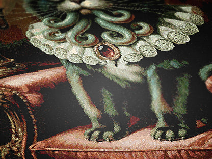 Funny Cat Cathulhu, Cotton Woven Throw Blanket, Lovecraft Gothic Funny Tapestry, Woven Wall Art, Whimsigoth Decor, Large Wall Hanging