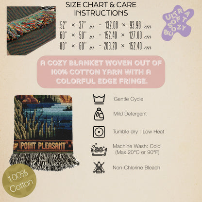 Legendary Mothman Retro Jacquard Woven Blanket, Point Pleasant West Virginia Cryptid Throw, Spooky Monster Decor, Cryptozoology Gift