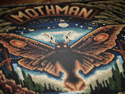 Legendary Mothman Retro Jacquard Woven Blanket, Point Pleasant West Virginia Cryptid Throw, Spooky Monster Decor, Cryptozoology Gift