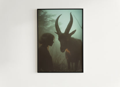 Black Phillip Wall Art, Black Goat Print, Occult Art, Dark Moody Prints, Horror Witchy Room Decor, Wiccan Goth Art, Gothic Gift