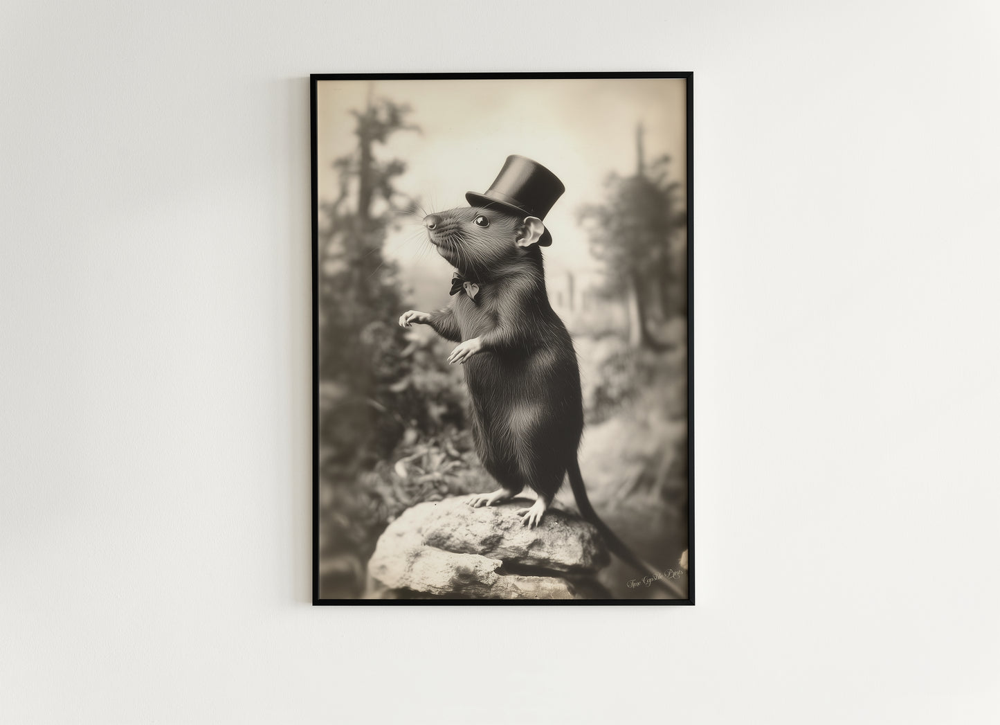 Fancy Rich Rat Wearing Top Hat, Vintage Victorian Photograph, Wall Decor Art Print for Rat Lovers, Art Printable, Retro Weird Art Stuff Gift