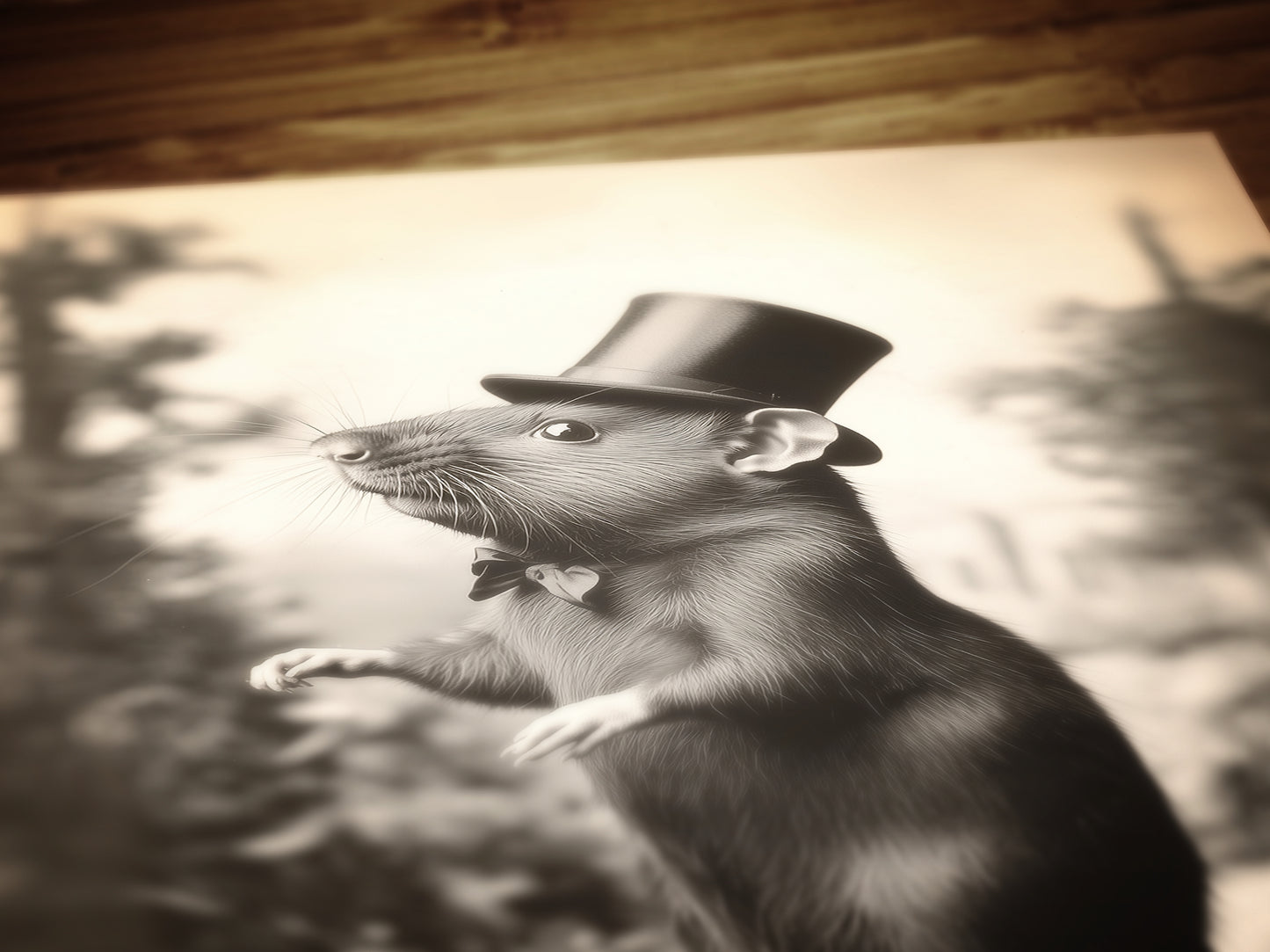 Fancy Rich Rat Wearing Top Hat, Vintage Victorian Photograph, Wall Decor Art Print for Rat Lovers, Art Printable, Retro Weird Art Stuff Gift