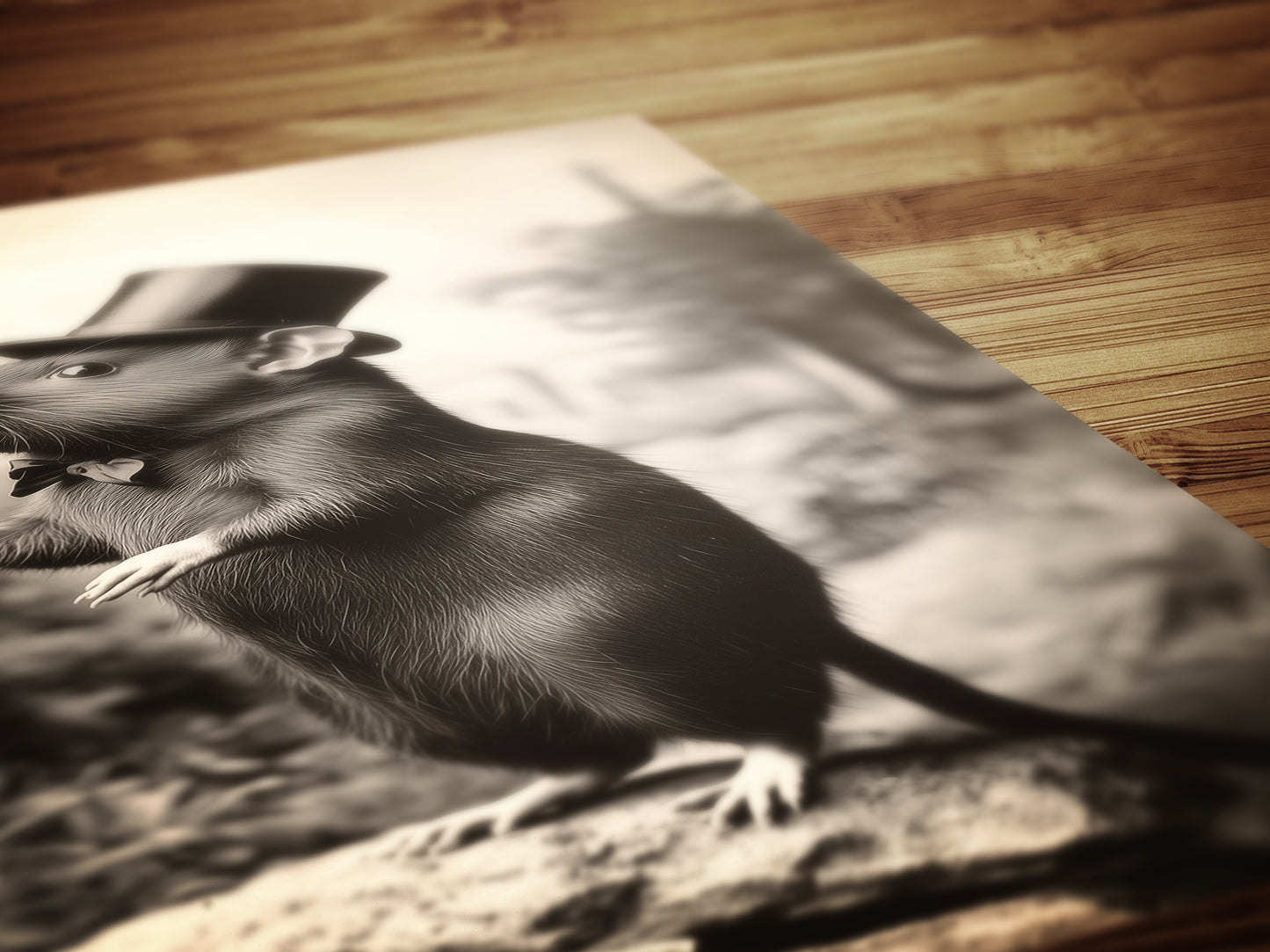 Fancy Rich Rat Wearing Top Hat, Vintage Victorian Photograph, Wall Decor Art Print for Rat Lovers, Art Printable, Retro Weird Art Stuff Gift