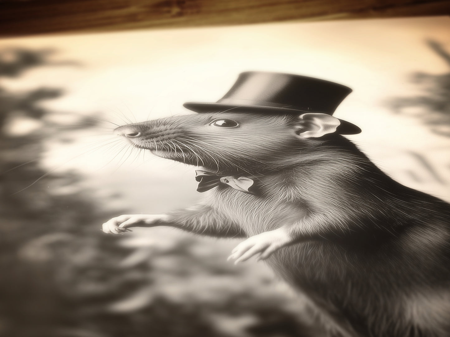 Fancy Rich Rat Wearing Top Hat, Vintage Victorian Photograph, Wall Decor Art Print for Rat Lovers, Art Printable, Retro Weird Art Stuff Gift