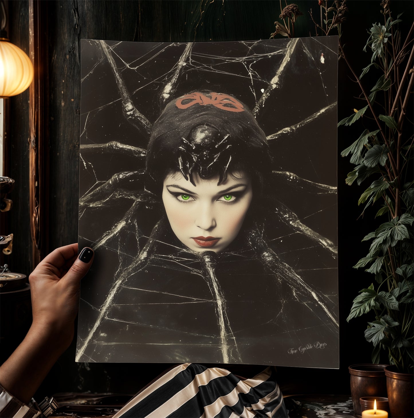 Spidora, Spider Girl, Vintage Circus Wall Art, Retro Cabinet Card, Freakshow, Sideshow Print, Oddities & Curiosities Poster, Weird Art Print