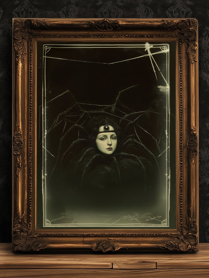 Spider Girl, Vintage Spidora Circus Wall Art, Retro Cabinet Card, Freakshow, Sideshow Print, Oddities & Curiosities Poster, Weird Art Print
