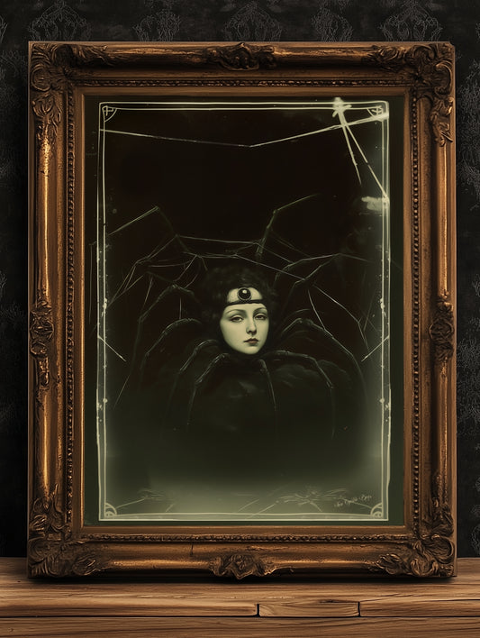 Spider Girl, Vintage Spidora Circus Wall Art, Retro Cabinet Card, Freakshow, Sideshow Print, Oddities & Curiosities Poster, Weird Art Print