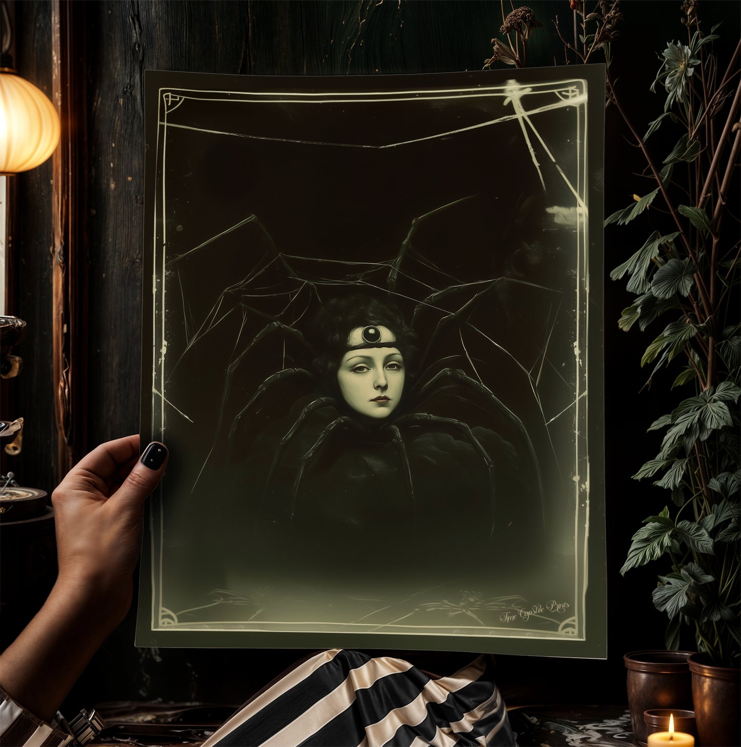 Spider Girl, Vintage Spidora Circus Wall Art, Retro Cabinet Card, Freakshow, Sideshow Print, Oddities & Curiosities Poster, Weird Art Print