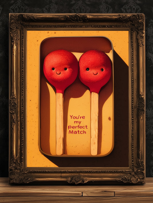 The Perfect Match, Cute Matchstick Couple Gift, Romantic Anniversary & Valentine's Day Gift for Boyfriend Girlfriend, Love Keepsake Decor