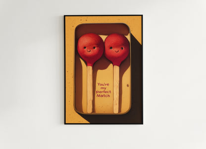 The Perfect Match, Cute Matchstick Couple Gift, Romantic Anniversary & Valentine's Day Gift for Boyfriend Girlfriend, Love Keepsake Decor
