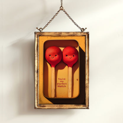 The Perfect Match, Cute Matchstick Couple Gift, Romantic Anniversary & Valentine's Day Gift for Boyfriend Girlfriend, Love Keepsake Decor