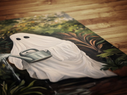 Houseplant Lover Ghost Painting, Vintage Poster, Art Poster Print, Dark Academia, Haunting Ghost, Weird Art Decor Gifts