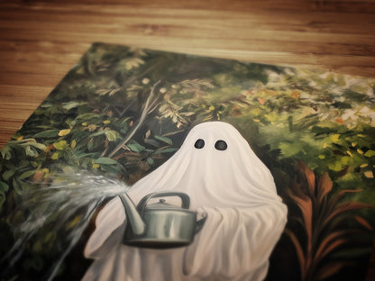 Houseplant Lover Ghost Painting, Vintage Poster, Art Poster Print, Dark Academia, Haunting Ghost, Weird Art Decor Gifts