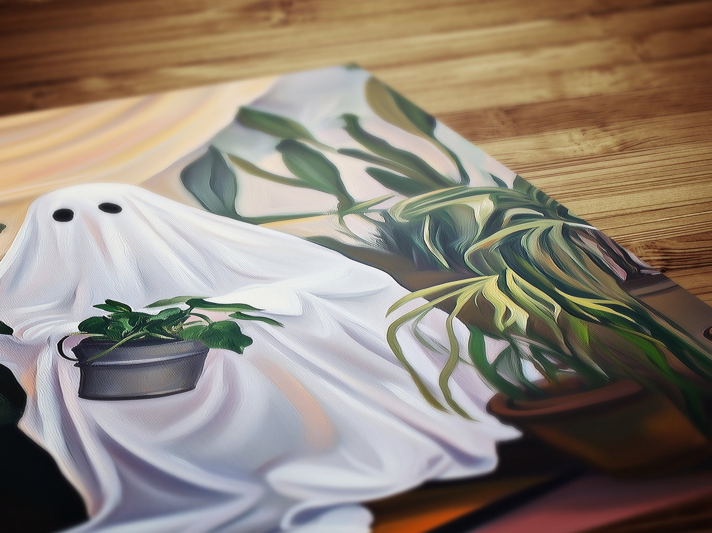 Retro Houseplant Lover Ghost Painting, Victorian Spooky Art Print, Dark Academia, Haunting Ghost, Plant Lover Weird Art Decor Gifts