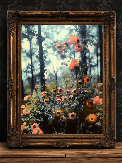 Gothic Forest Botanical Print, Moody Dark Academia Poster, Pagan Wicca Wall Decor, Occult Floral Whimsigoth Decor