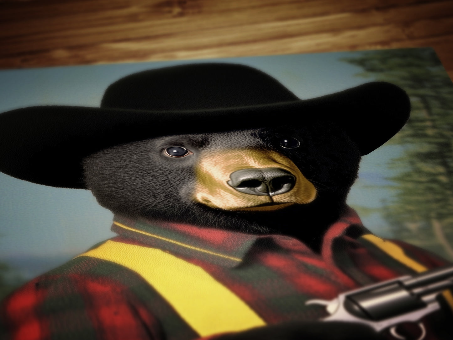 Cowboy Bear Wall Art, Funny Western Animal Print, Howdy Partner Western Wall Art Poster, Whimsical Cowboy Decor, Retro Wild West Aesthetic