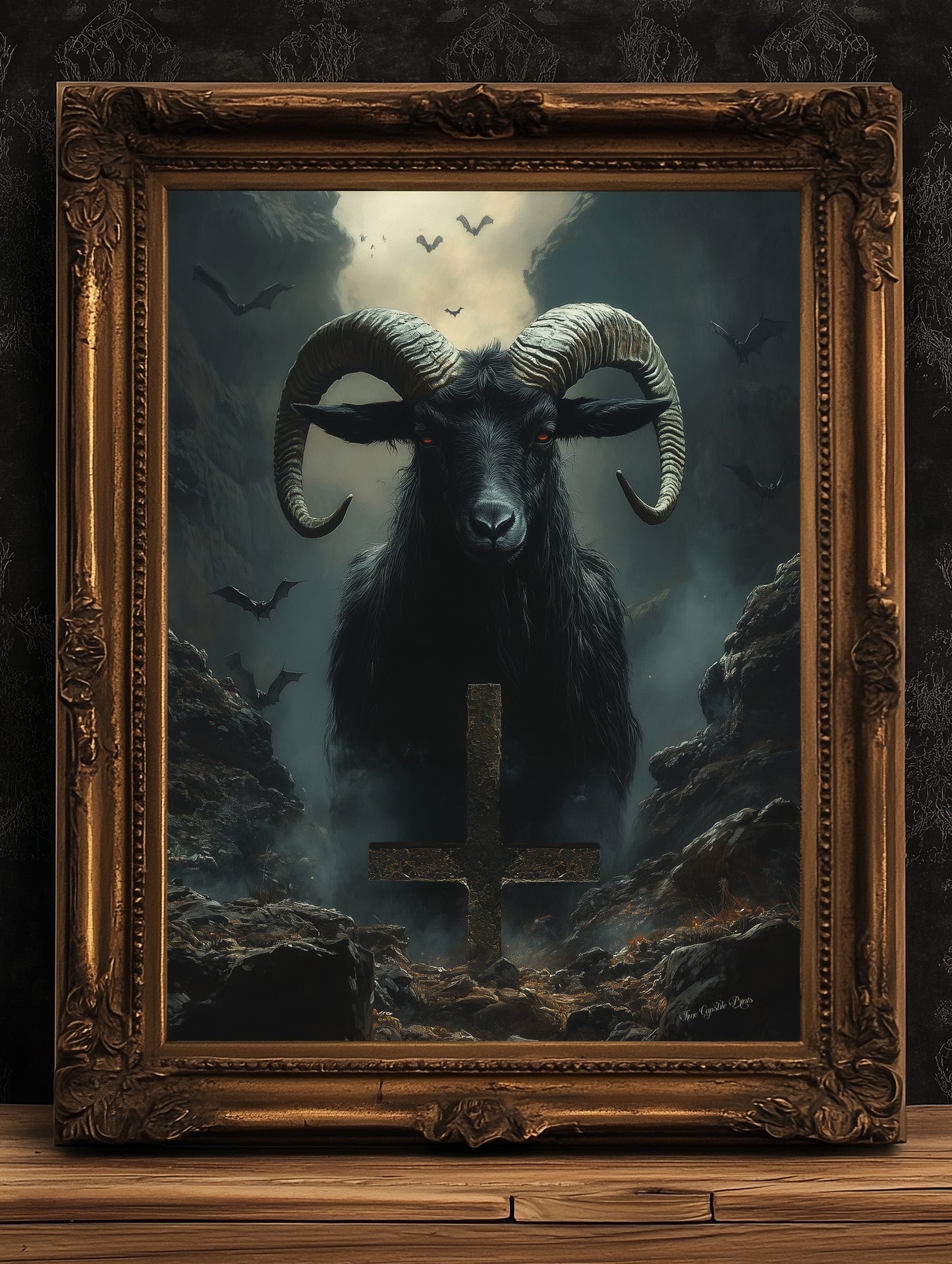 Gothic Black Phillip Wall Decor, Satanic Baphomet Poster, Witchcraft Aesthetic Painting, Dark Horror Gothic Home Decor, Witchy Decor
