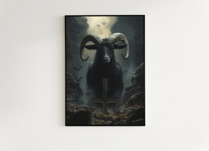 Gothic Black Phillip Wall Decor, Satanic Baphomet Poster, Witchcraft Aesthetic Painting, Dark Horror Gothic Home Decor, Witchy Decor