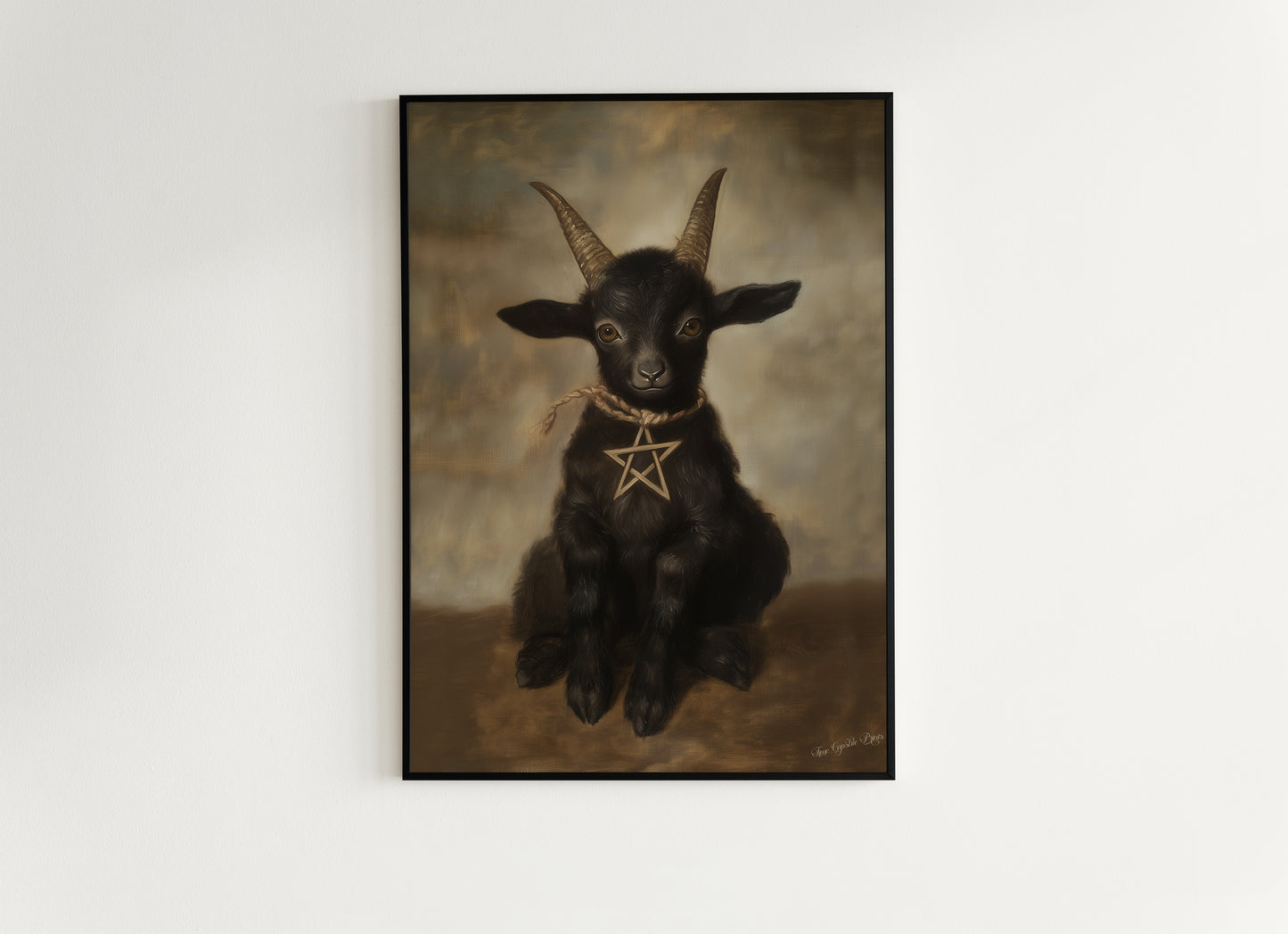 Gothic Baby Black Phillip Wall Art, Satanic Baphomet Poster, Witchcraft Aesthetic Painting, Dark Horror Witchy Home Decor, Chibi Goat Print