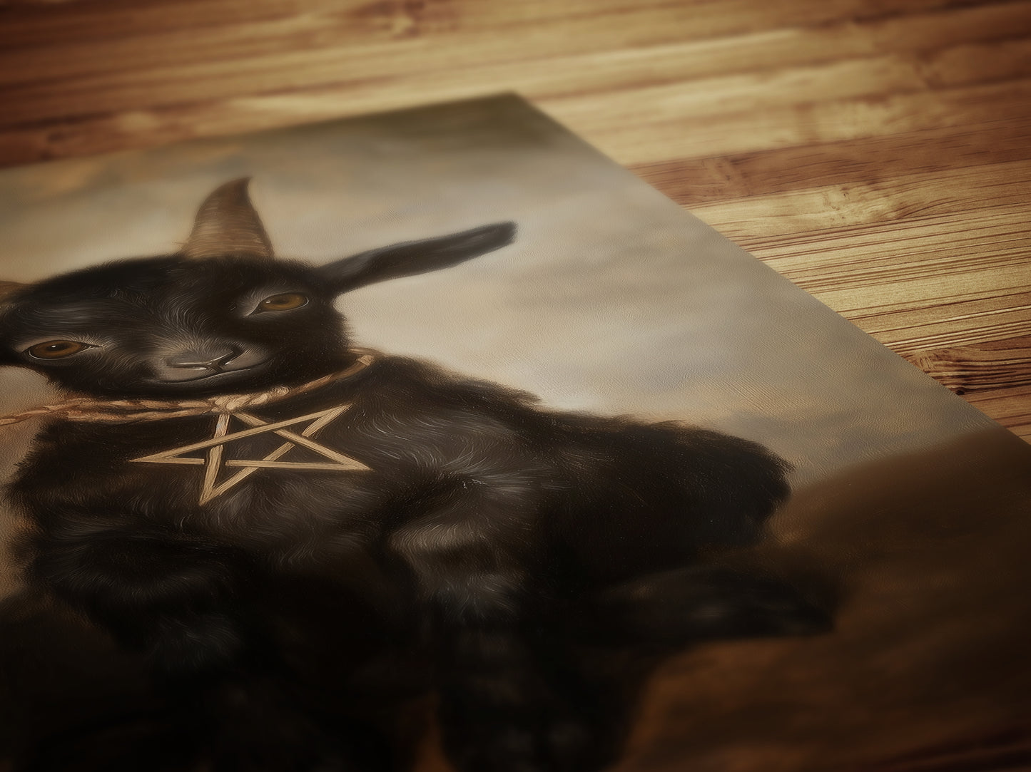 Gothic Baby Black Phillip Wall Art, Satanic Baphomet Poster, Witchcraft Aesthetic Painting, Dark Horror Witchy Home Decor, Chibi Goat Print