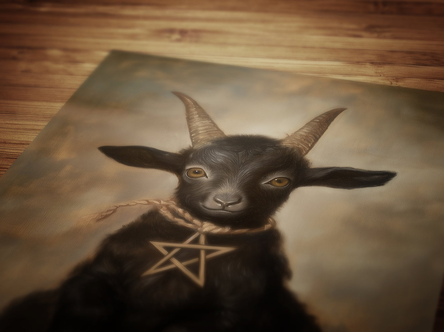 Gothic Baby Black Phillip Wall Art, Satanic Baphomet Poster, Witchcraft Aesthetic Painting, Dark Horror Witchy Home Decor, Chibi Goat Print