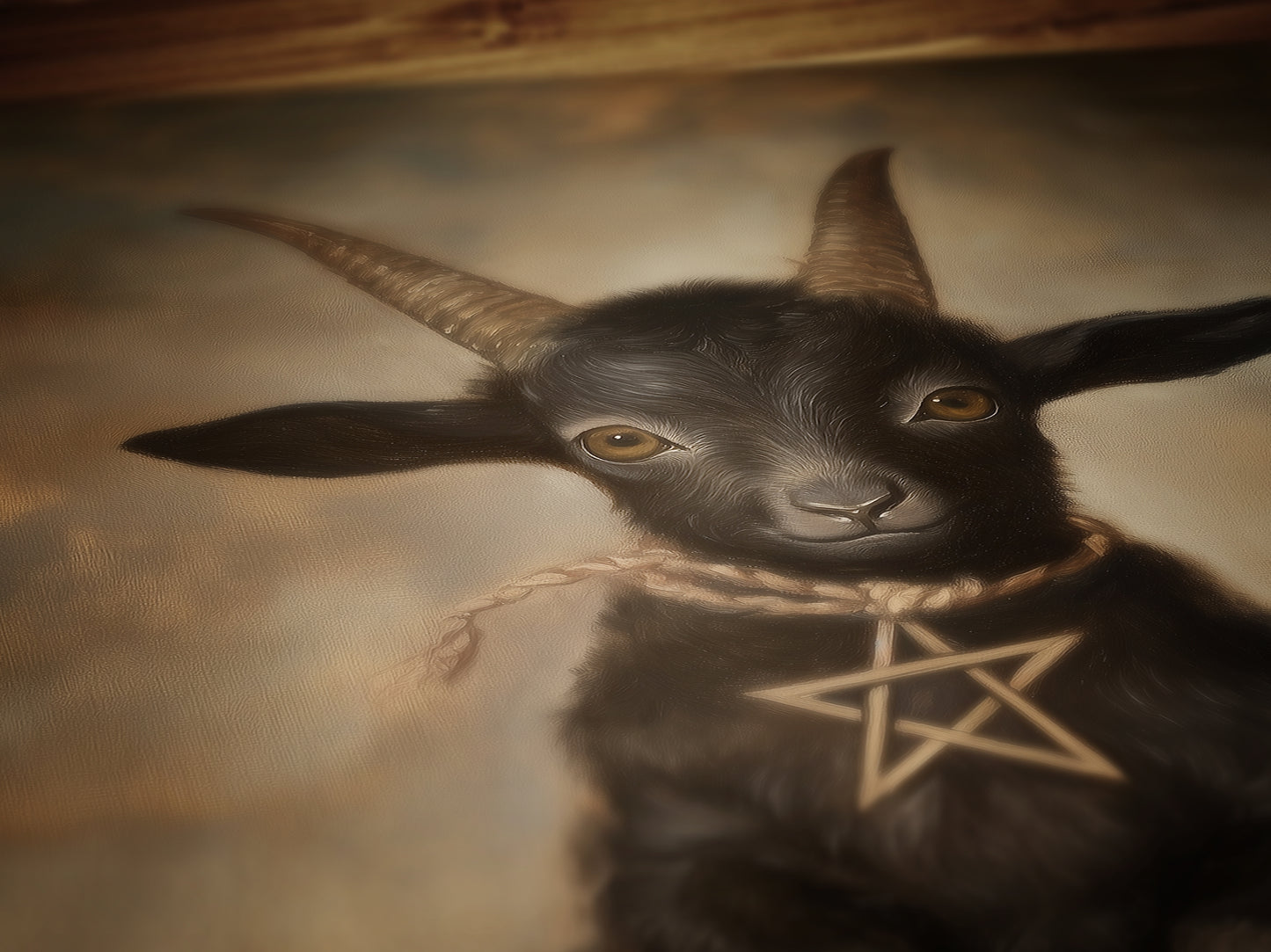 Gothic Baby Black Phillip Wall Art, Satanic Baphomet Poster, Witchcraft Aesthetic Painting, Dark Horror Witchy Home Decor, Chibi Goat Print
