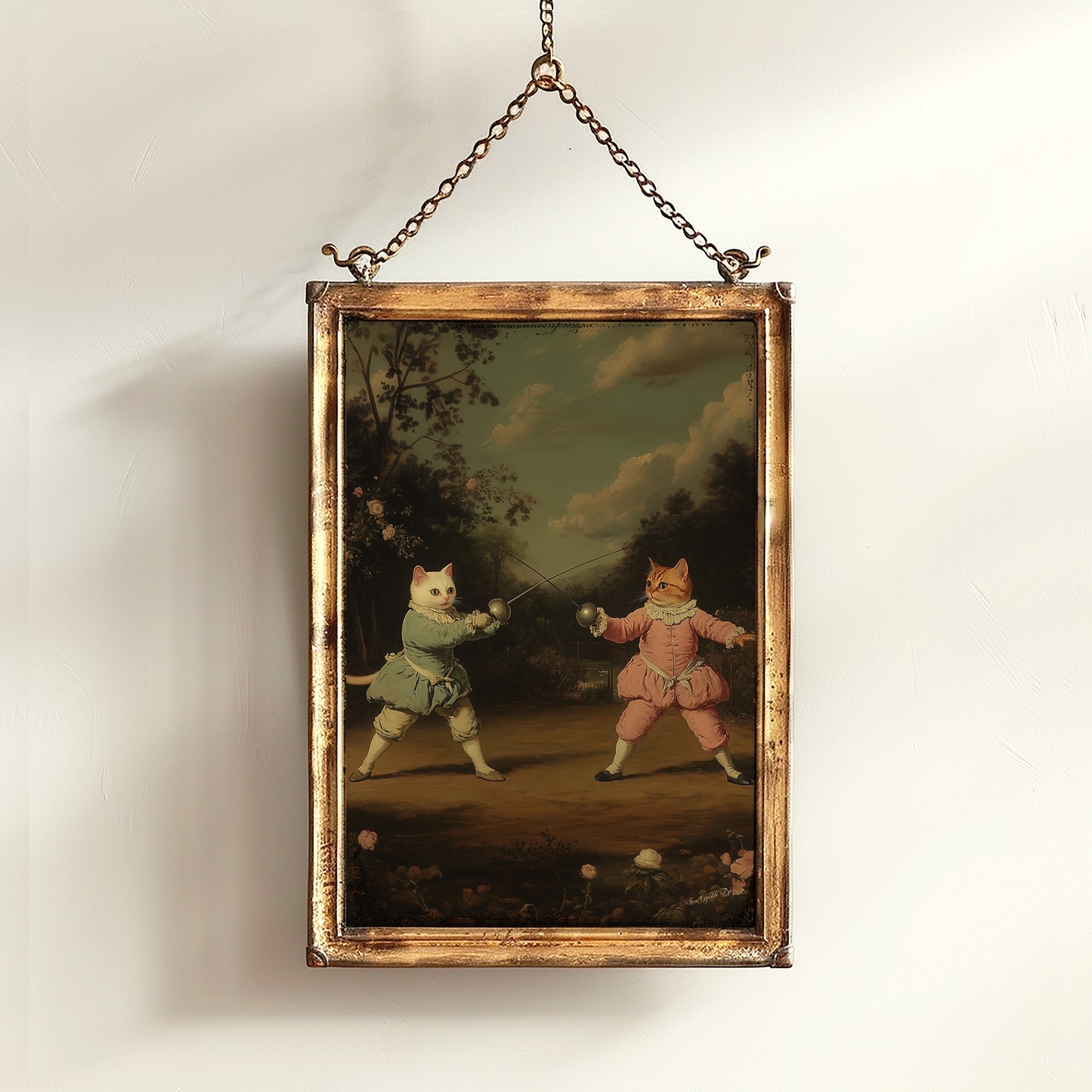 Cat Fencing Club Painting, The purrfect Duel Riposte, Funny Fencing Cat Wall Art Poster, Funny Present For Fencing Lover, Fencing Coach Gift