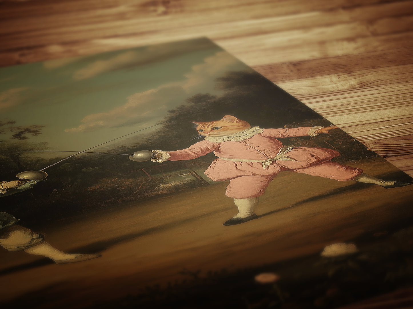 Cat Fencing Club Painting, The purrfect Duel Riposte, Funny Fencing Cat Wall Art Poster, Funny Present For Fencing Lover, Fencing Coach Gift