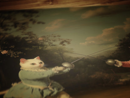 Cat Fencing Club Painting, The purrfect Duel Riposte, Funny Fencing Cat Wall Art Poster, Funny Present For Fencing Lover, Fencing Coach Gift