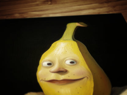 Lovely Banana Poster, Antique Fruit Art Print, Renaissance Food Portrait, Surreal Still Life Painting, Quirky Weird Funny Kitchen Decor