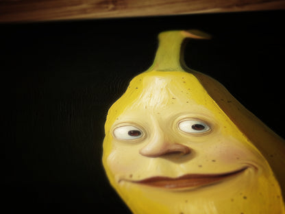 Lovely Banana Poster, Antique Fruit Art Print, Renaissance Food Portrait, Surreal Still Life Painting, Quirky Weird Funny Kitchen Decor